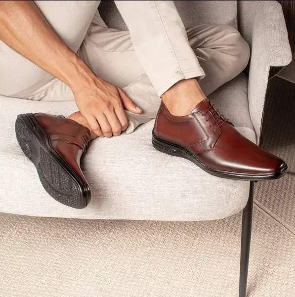 Sapato de Couro Masculino Conforto Vértice Tabaco Vibe Class™