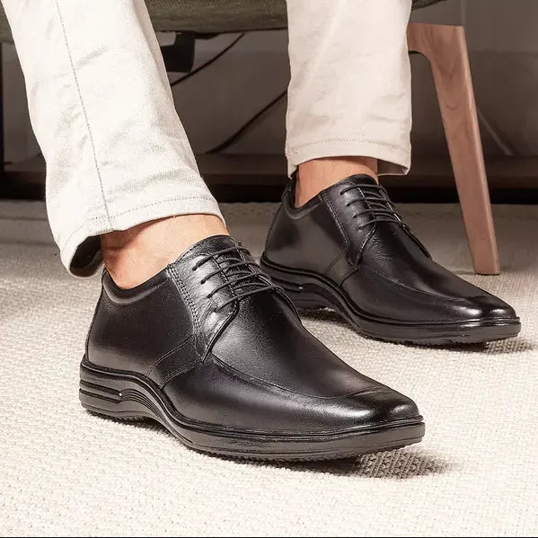 Sapato de Couro Masculino Conforto Vértice Preto PowerStep™