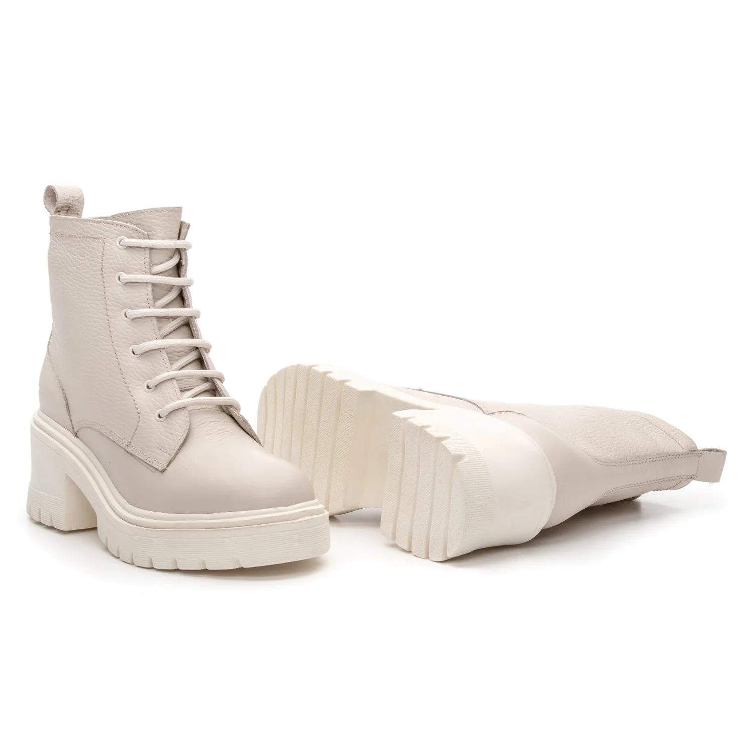 Bota Valora Feminina Cano Curto Tratorada Off White - 3750