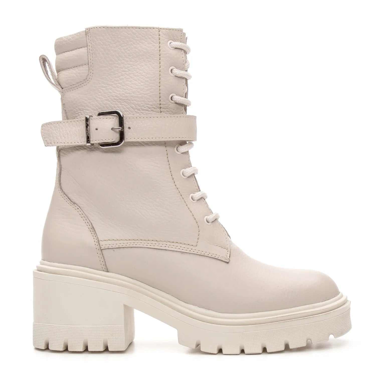 Bota Valora Coturno Feminina Cano Médio Off White - 3752