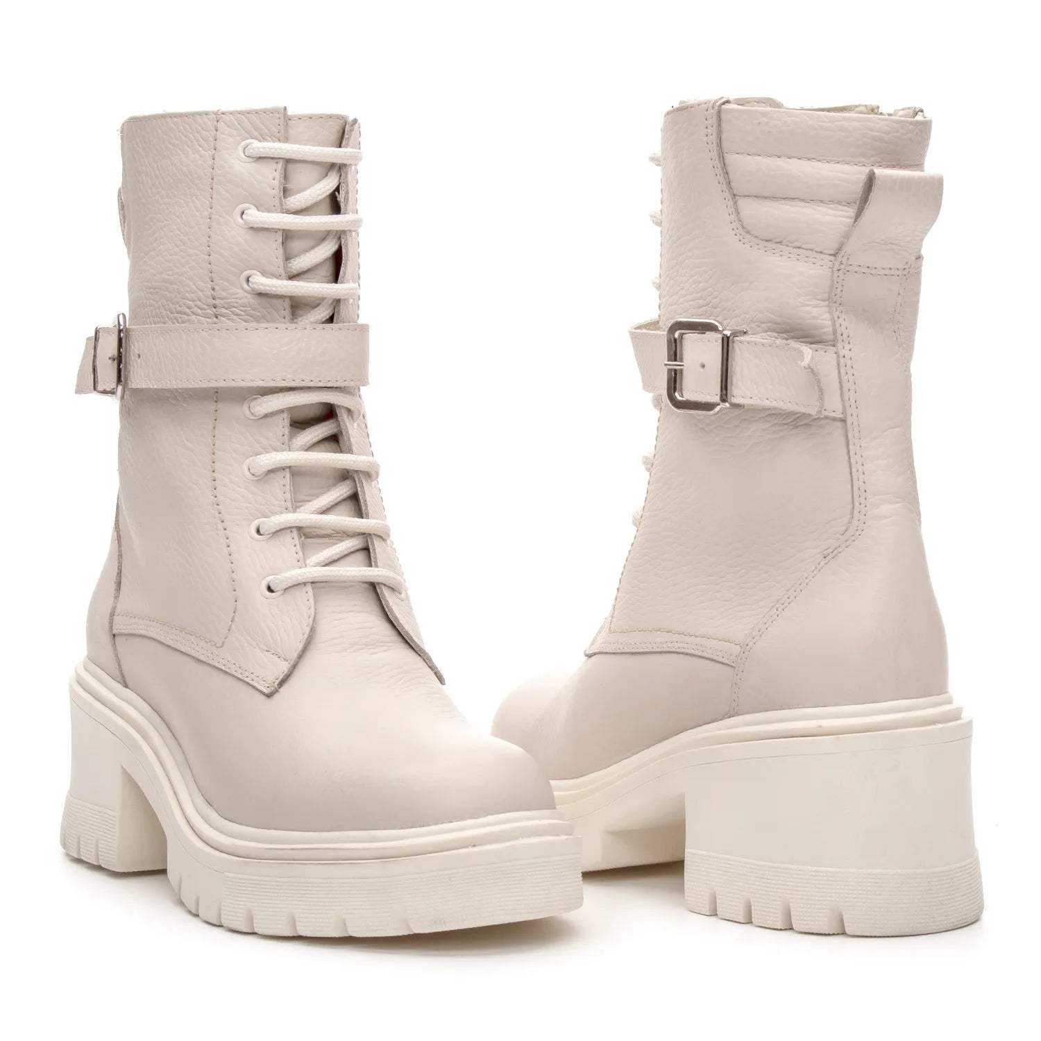 Bota Valora Coturno Feminina Cano Médio Off White - 3752