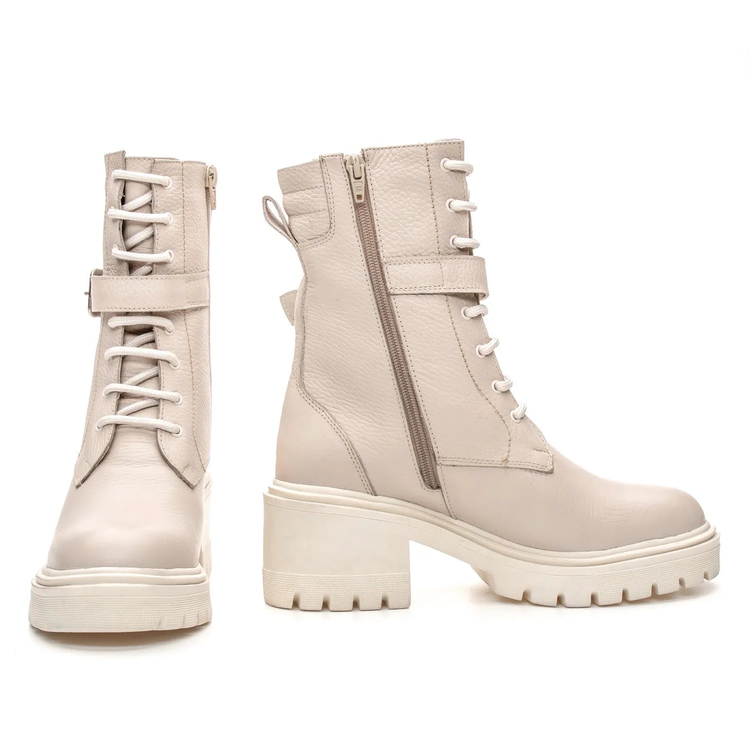 Bota Valora Coturno Feminina Cano Médio Off White - 3752