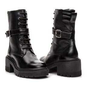 Bota Valora Coturno Feminina Cano Médio Preta - 3752