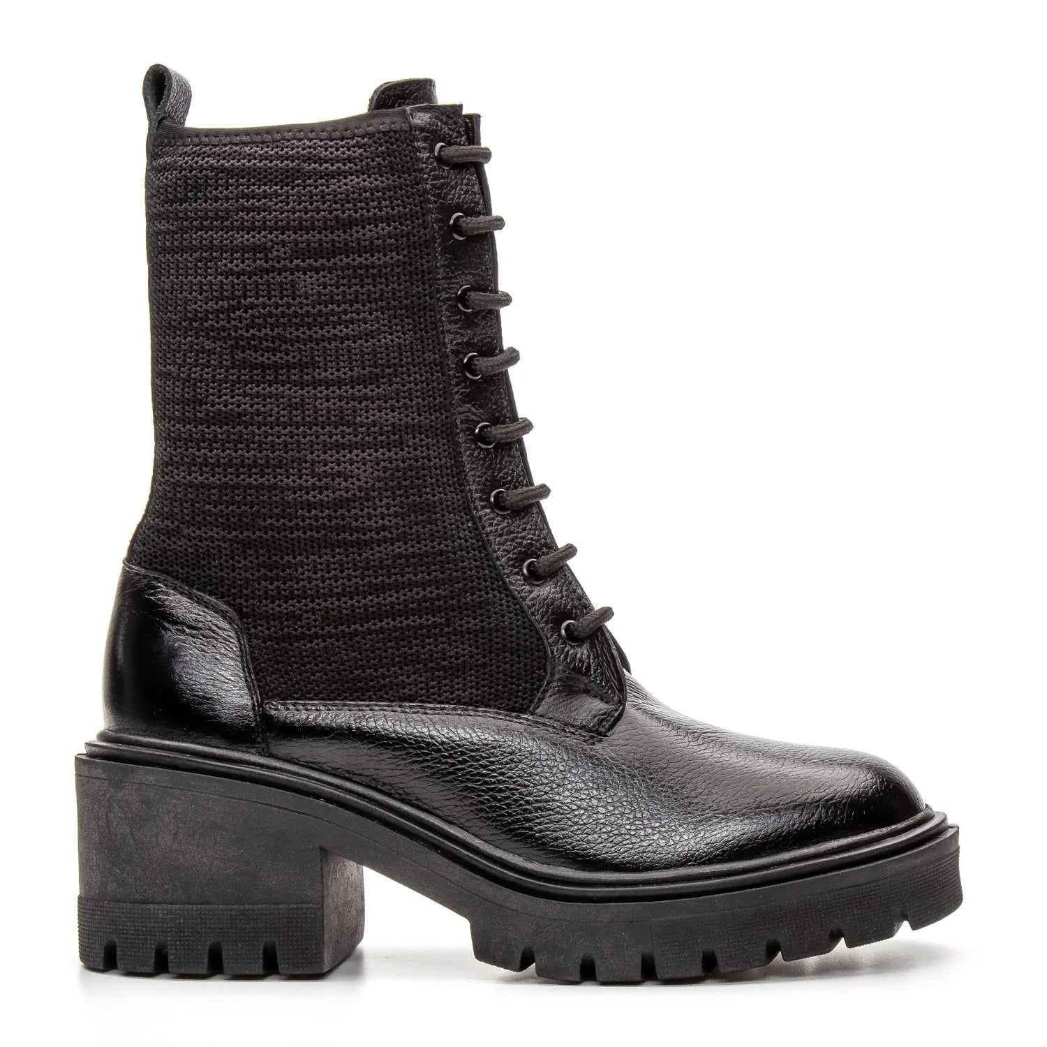 Bota Valora Feminina Cano Médio Knit Preta - 3753