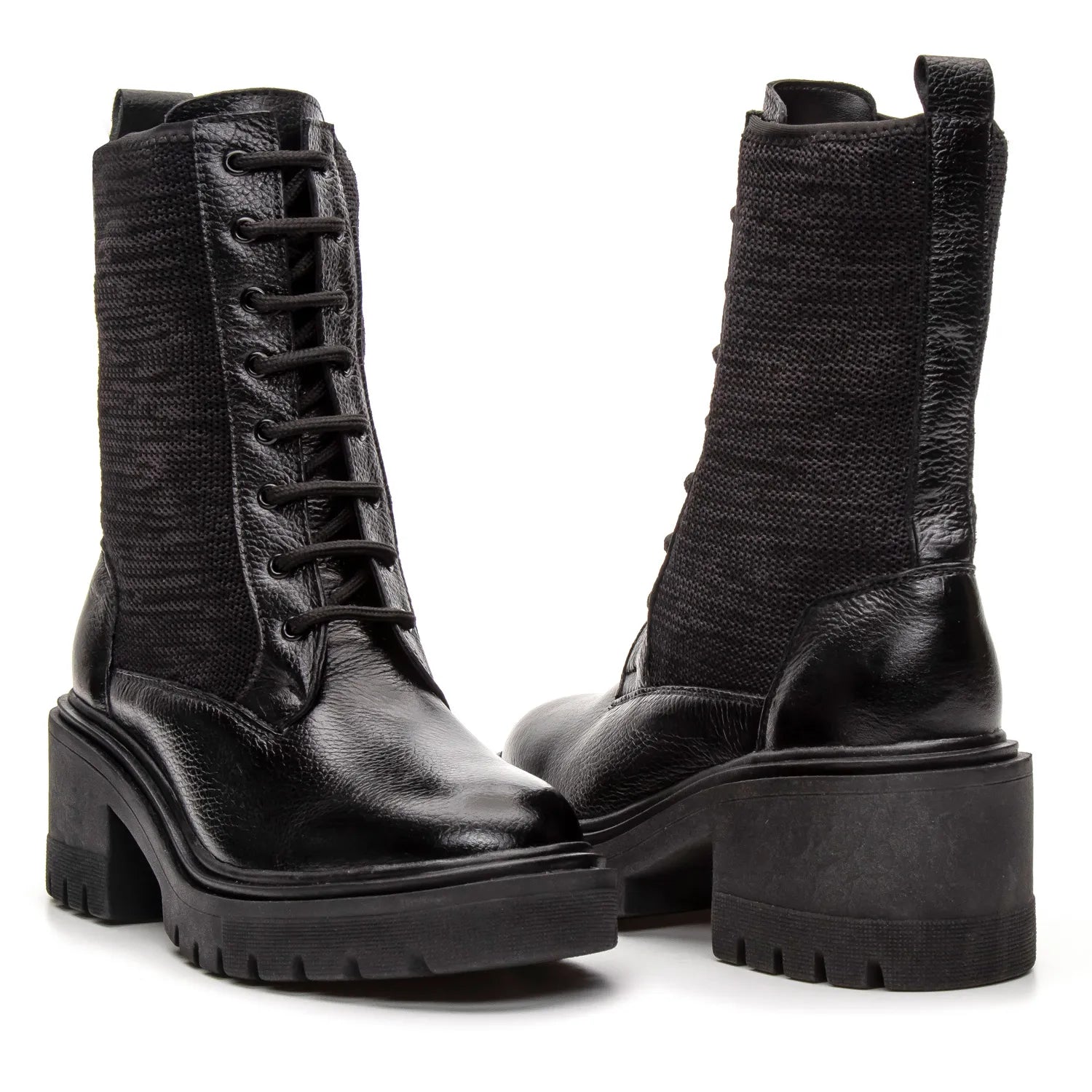 Bota Valora Feminina Cano Médio Knit Preta - 3753