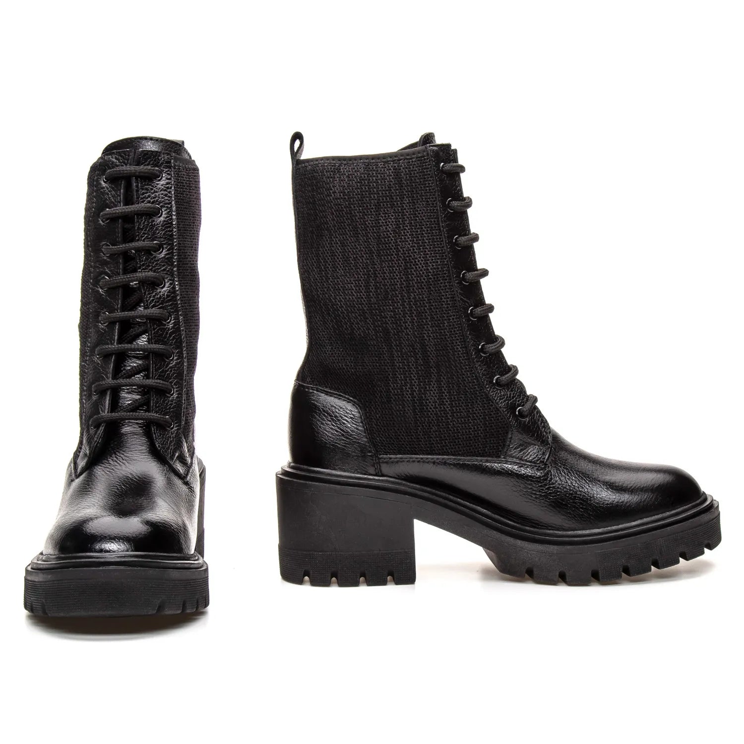 Bota Valora Feminina Cano Médio Knit Preta - 3753