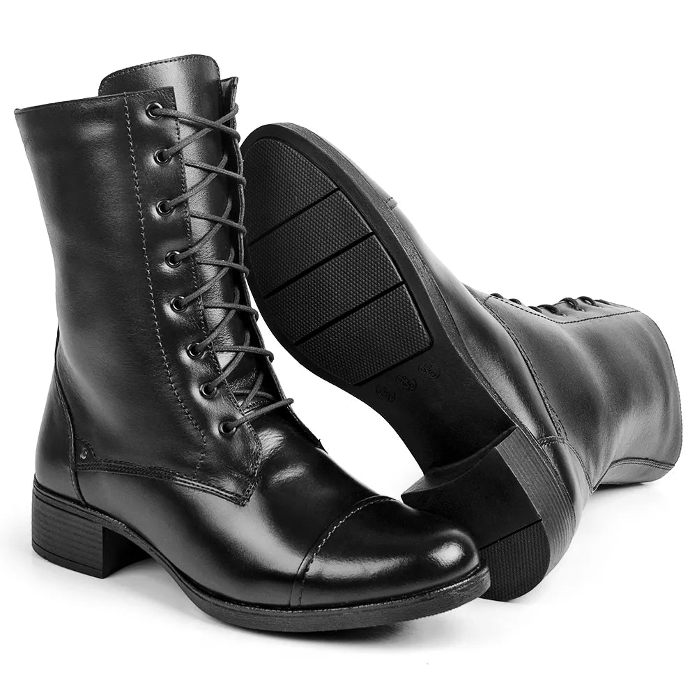 Bota Grécia Feminina Cano Médio Preta - 1004