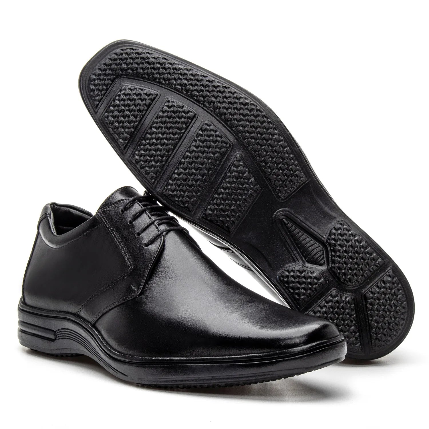 Sapato de Couro Masculino Conforto Vértice Preto EleganceFlex™