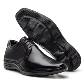Sapato de Couro Masculino Conforto Vértice Preto EleganceFlex™