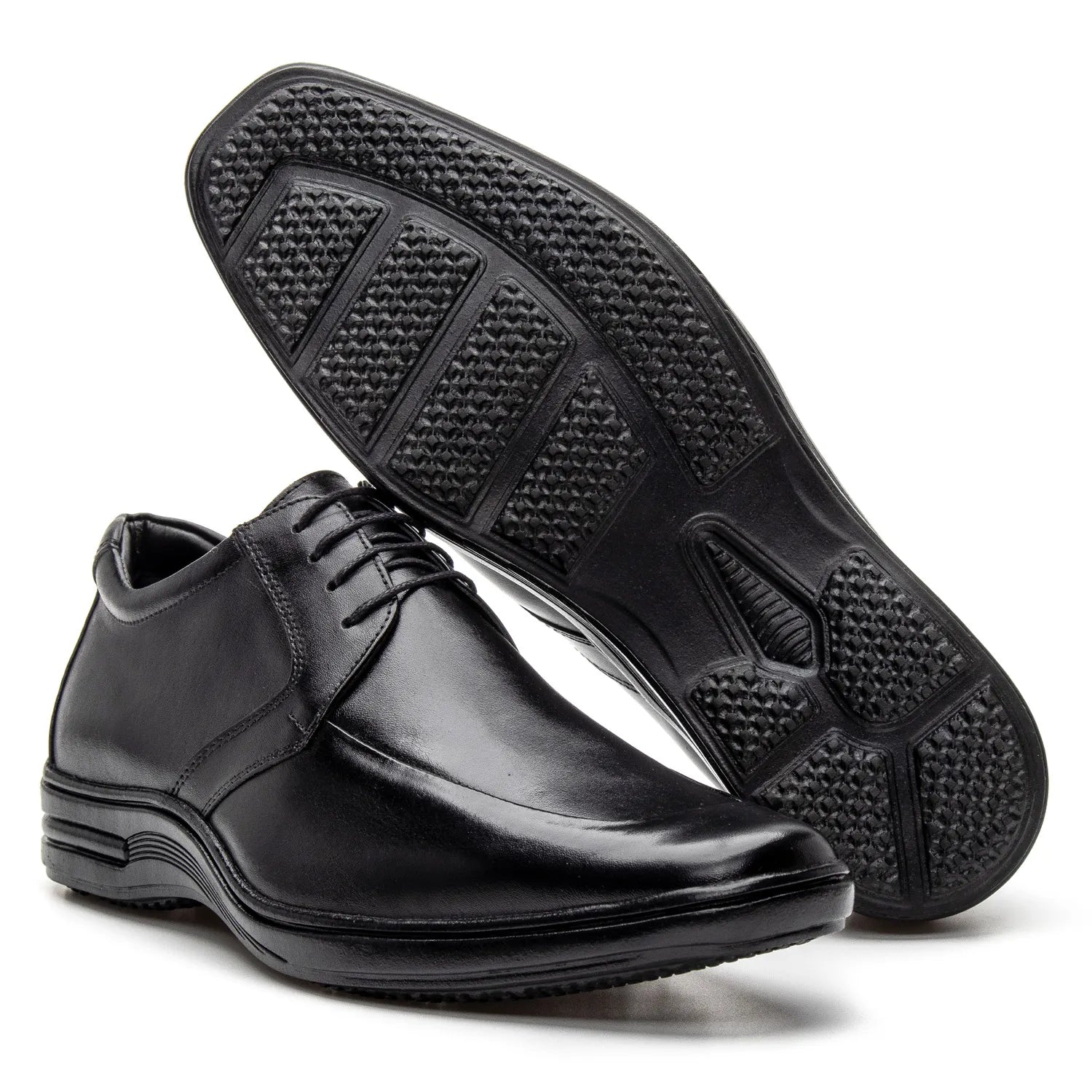 Sapato de Couro Masculino Conforto Vértice Preto PowerStep™