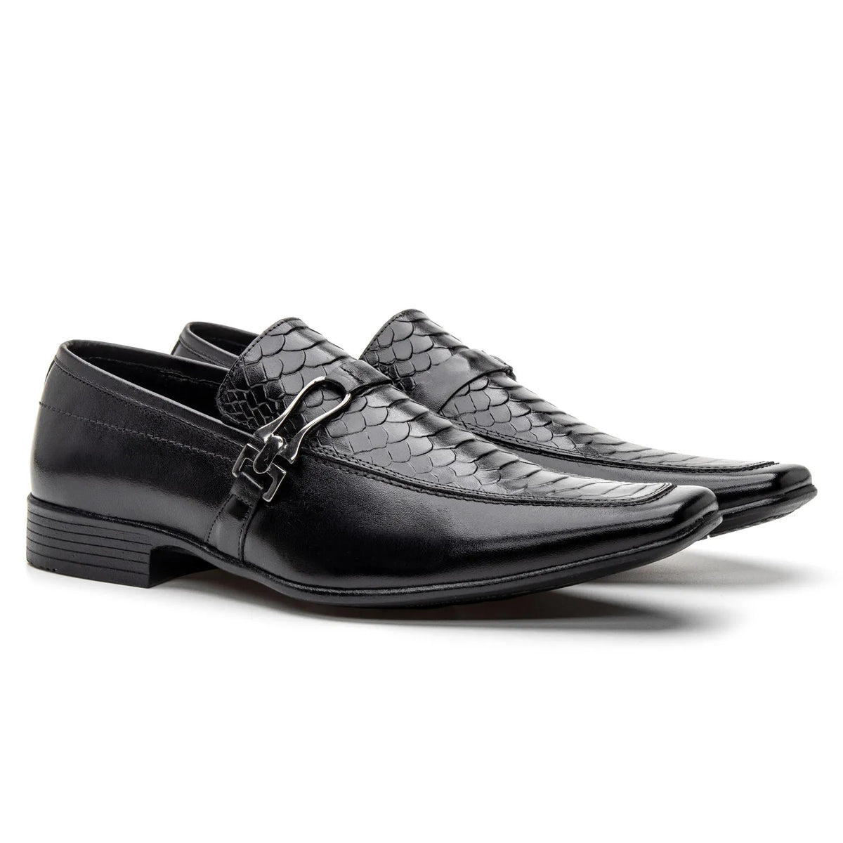 Sapato Social Vanguarda Preto Textura de Cobra - 4603