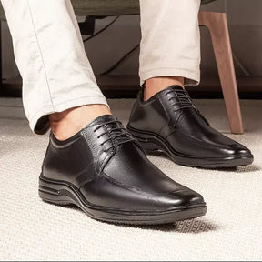 Sapato de Couro Masculino Conforto Vértice Preto PowerStep™